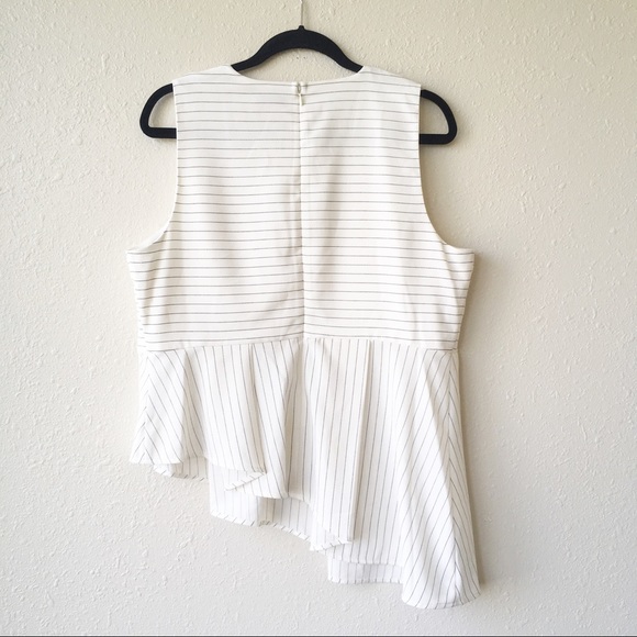 Elle Striped Asymmetrical Peplum Top - Picture 3 of 5